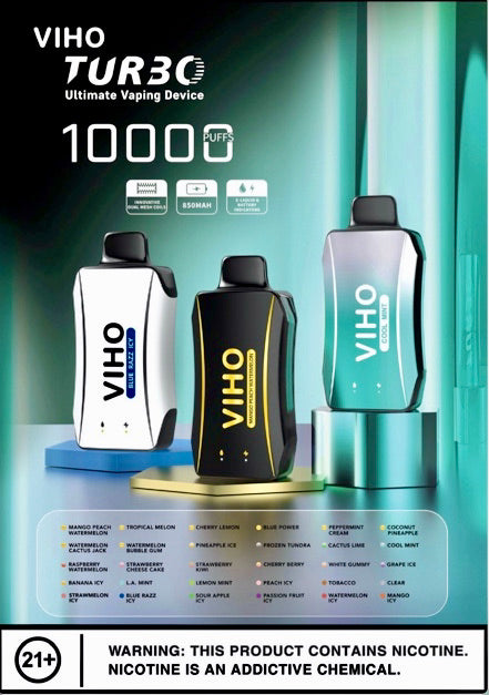 VIHO Turbo DISPOSABLE VAPE | 10,000 PUFFS | Box of 5