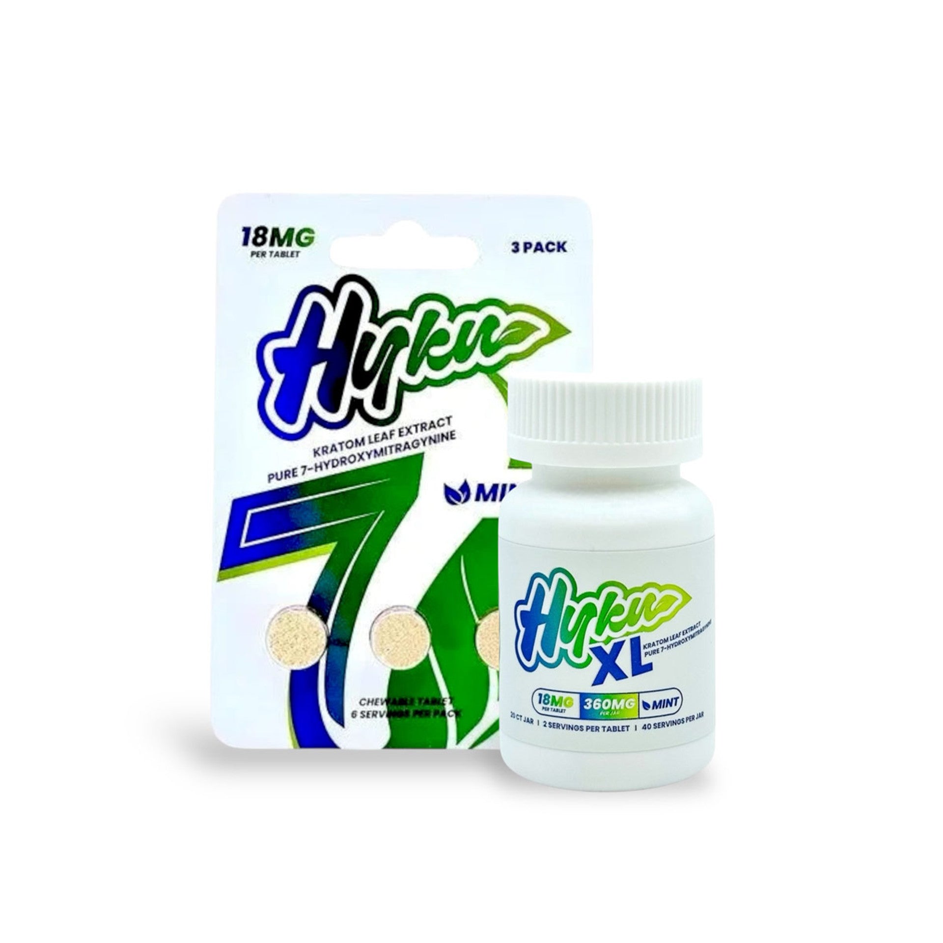 Hyku | Pure 7 Hydroxy | 18MG | 20 CT JAR | 2 SERVINGS PER TABLET | 40 SERVINGS PER JAR